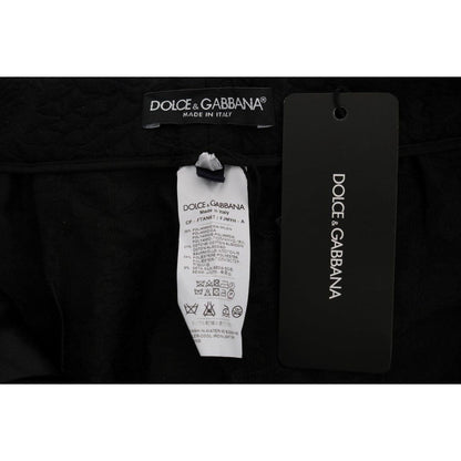 Dolce & Gabbana Black Brocade High Waist Capri Shorts Jeans & Pants