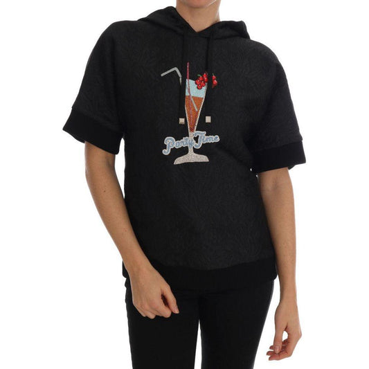 Dolce & Gabbana Black Fairy Tale Crystal Hooded Sweater TSH1736-2