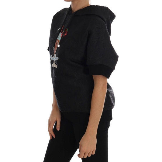 Dolce & Gabbana Black Fairy Tale Crystal Hooded Sweater TSH1736-2