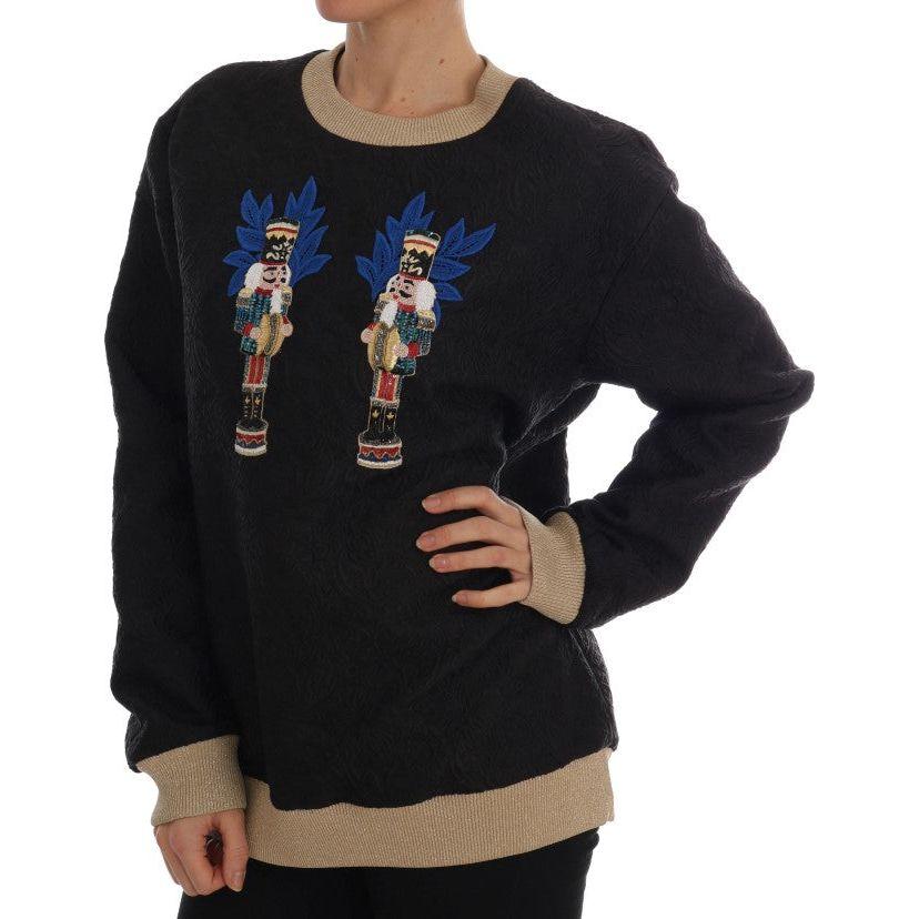 Dolce & Gabbana Black Fairy Tale Brocade Zipper Sweater