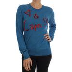 Dolce & Gabbana Blue Silk Sequined Capri Pullover Sweater Dolce & Gabbana Dark Slate Gray