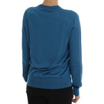 Dolce & Gabbana Blue Silk Sequined Capri Pullover Sweater Dolce & Gabbana Dark Slate Gray