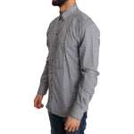 Dolce & Gabbana Gray Check GOLD Cotton Slim Fit Shirt TSH1988-1