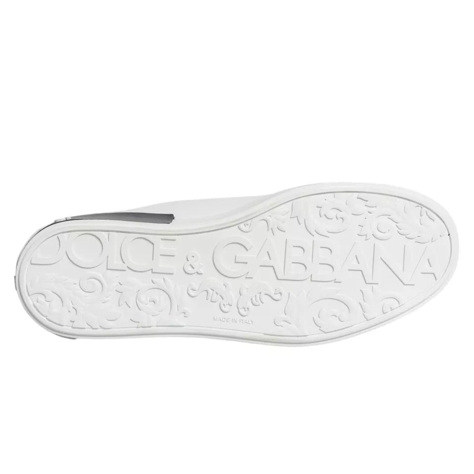 Dolce & Gabbana White Leather Logo Portofino Sneaker Shoes MV6516-43