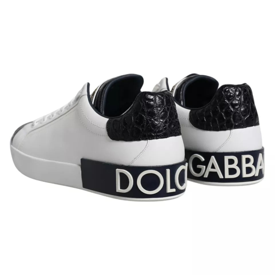 Dolce & Gabbana White Leather Logo Portofino Sneaker Shoes MV6516-43