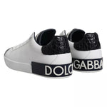 Dolce & Gabbana White Leather Logo Portofino Sneaker Shoes MV6516-43