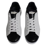 Dolce & Gabbana White Leather Logo Portofino Sneaker Shoes MV6516-43