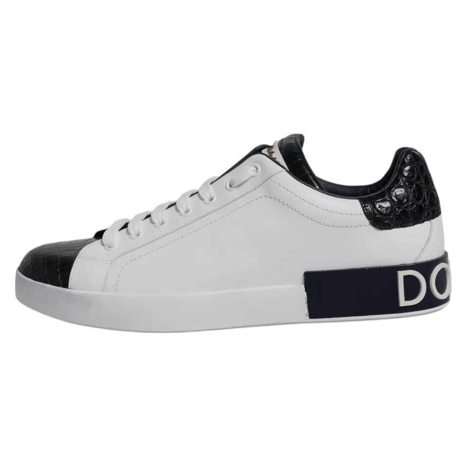 Dolce & Gabbana White Leather Logo Portofino Sneaker Shoes MV6516-43