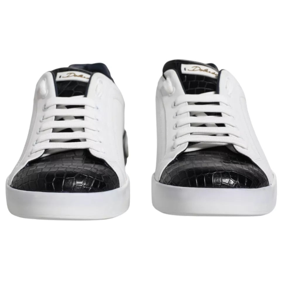 Dolce & Gabbana White Leather Logo Portofino Sneaker Shoes MV6516-43