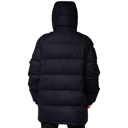 Dolce & Gabbana Black Nylon Hooded Puffer Men Coat Jacket