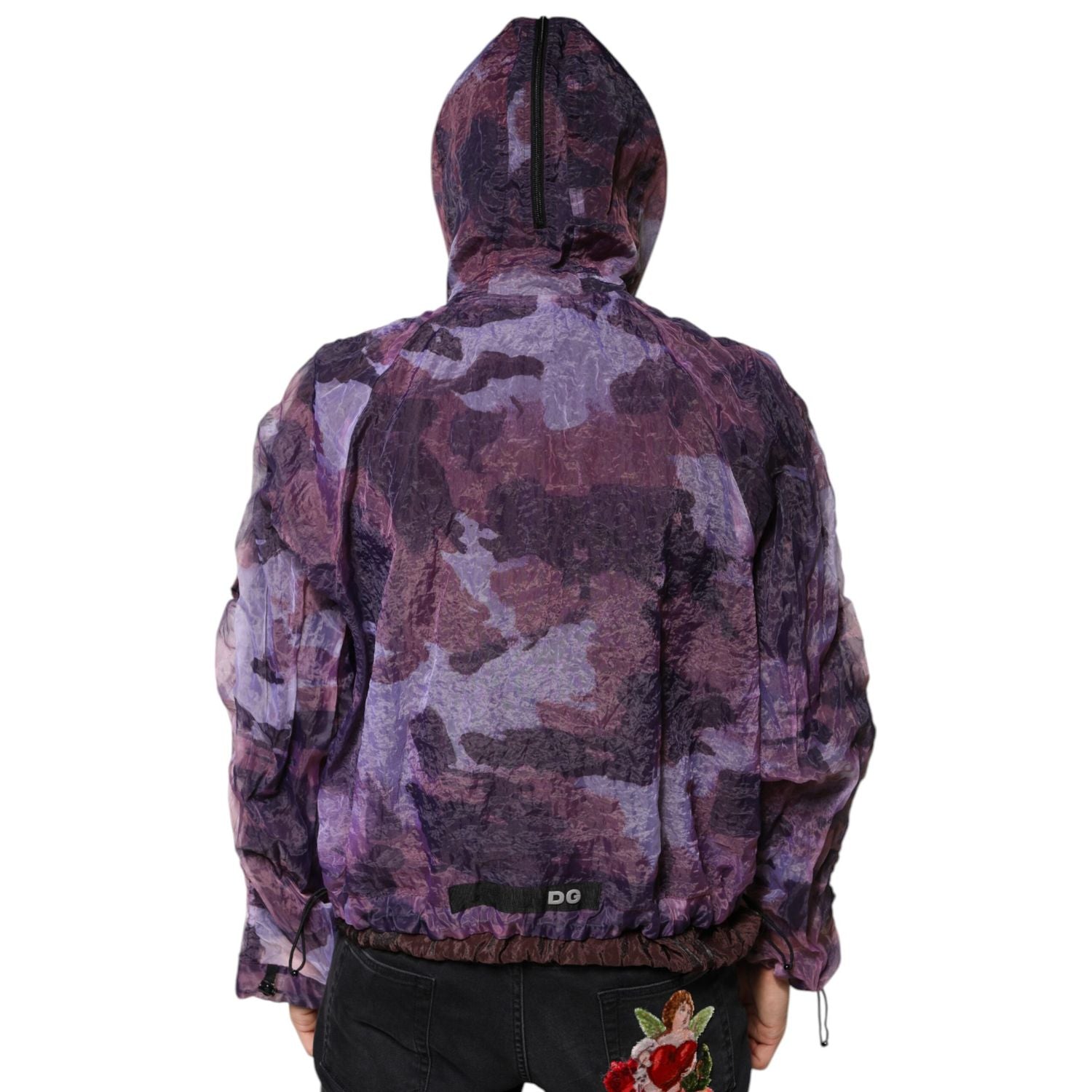 Dolce & Gabbana Purple Camouflage Hooded Men Blouson Jacket