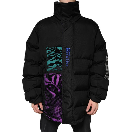 Dolce & Gabbana Black Nylon Puffer Men Full Zip Jacket TSH3790-52