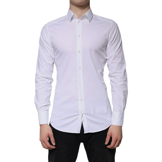 Dolce & Gabbana White Cotton Formal Men GOLD Dress Shirt TSH86500-38