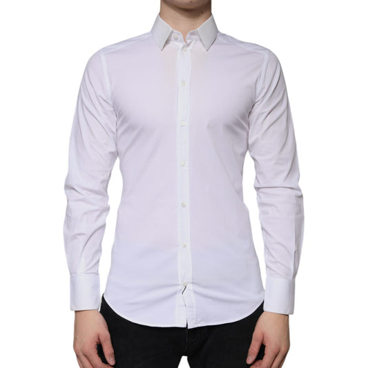 Dolce & Gabbana White Cotton Formal Men GOLD Dress Shirt TSH86509-38