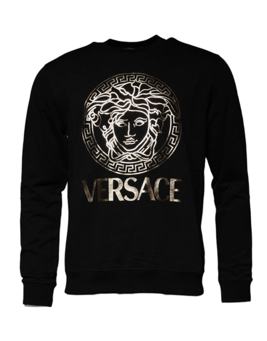 Versace Black Medusa Fleece Men Crew Neck Sweatshirt Sweater TSH87192-50