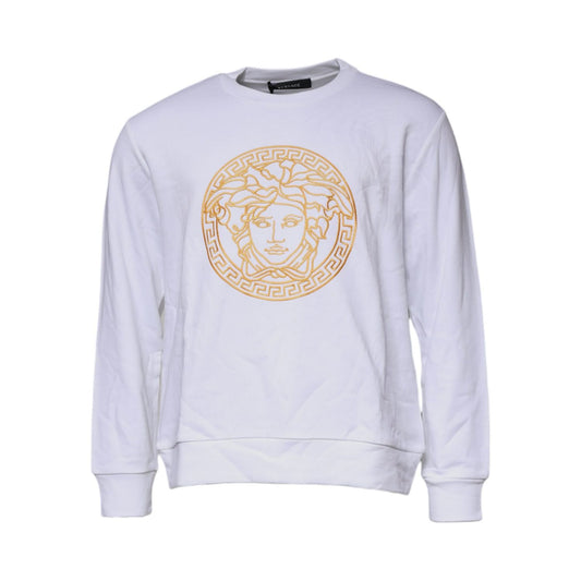 Versace White Medusa Embroidery Crew Neck Pullover Sweater TSH87199-40