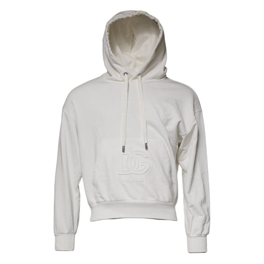 Dolce & Gabbana White Logo Hooded Pullover Men Sweatshirt Sweater TSH87234-44