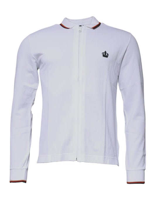 Dolce & Gabbana White Crown Men Full Zip Sweatshirt Sweater TSH87418-50