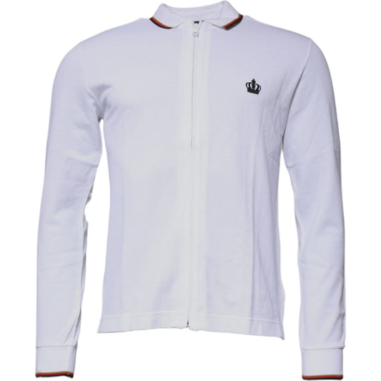 Dolce & Gabbana White Crown Men Full Zip Sweatshirt Sweater TSH87419-44
