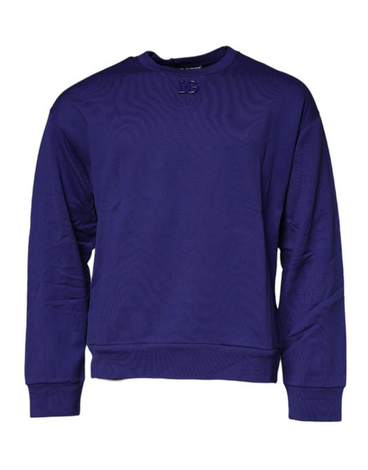 Dolce & Gabbana Blue Cotton Crew Neck Men Pullover Sweater TSH87489-50