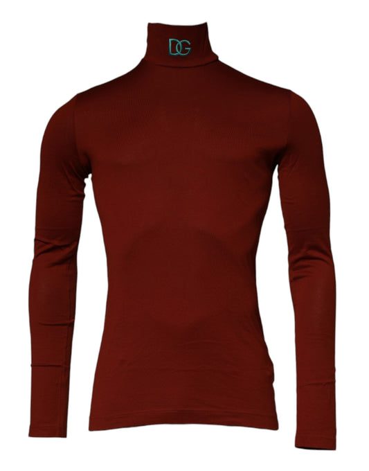 Dolce & Gabbana Red Cotton Turtleneck Men Pullover Sweater TSH87494-46