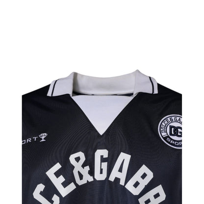 Dolce & Gabbana Blue Logo Jersey Collared Pullover Sweater