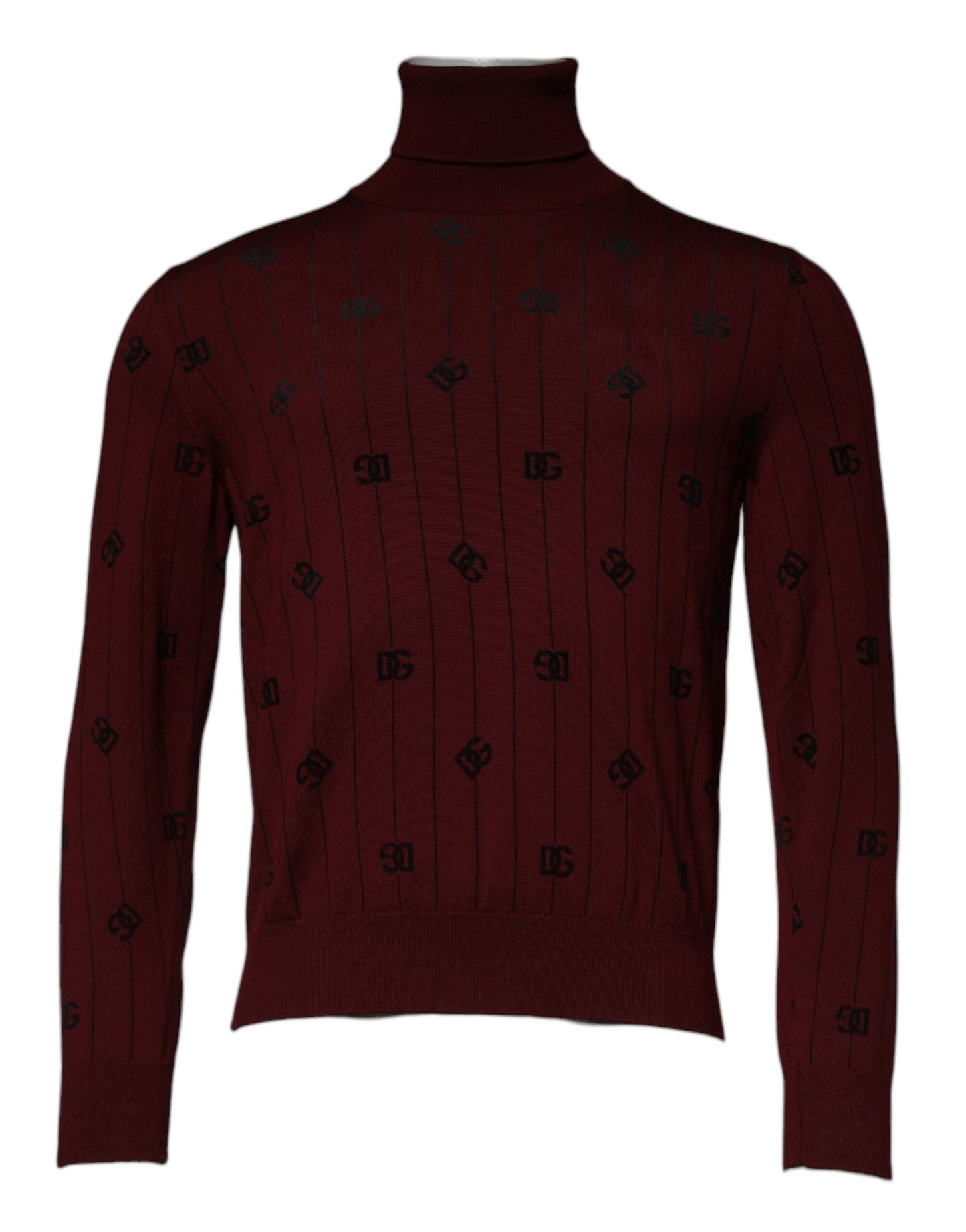 Dolce & Gabbana Maroon Monogram Turtleneck Pullover Sweater TSH87528-48