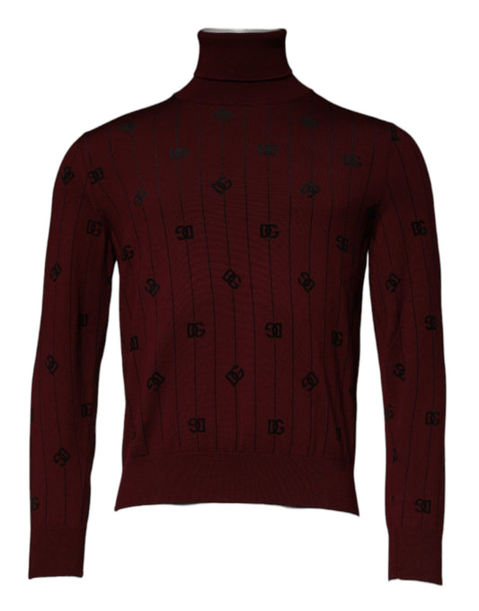 Dolce & Gabbana Maroon Monogram Turtleneck Pullover Sweater TSH87528-48