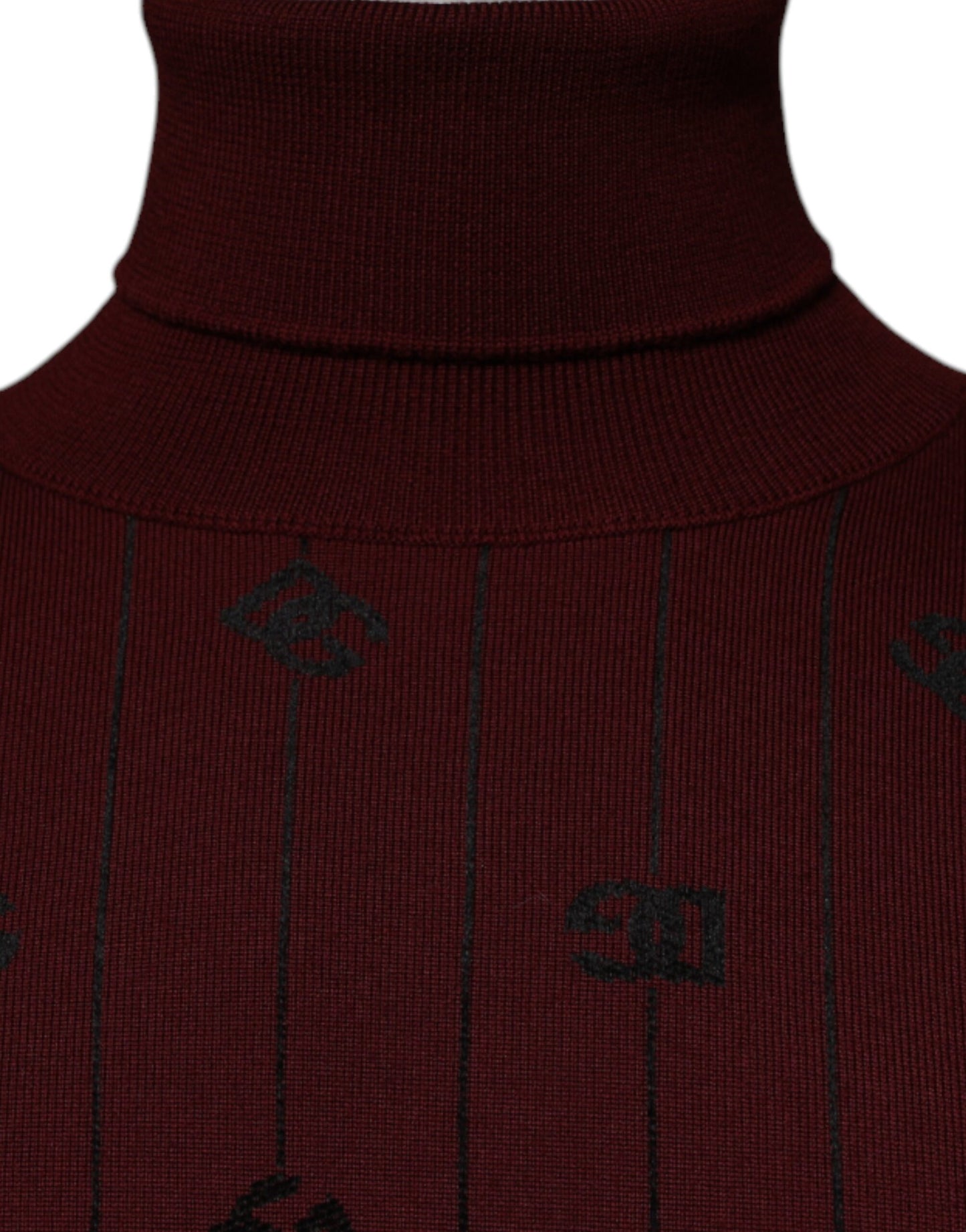 Dolce & Gabbana Maroon Monogram Turtleneck Pullover Sweater TSH87528-48