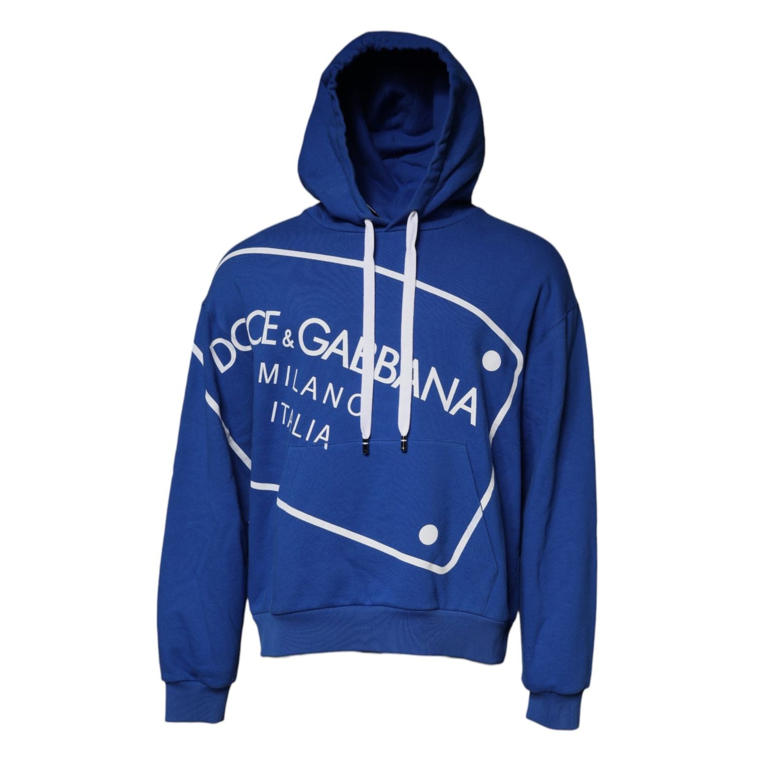 Dolce & Gabbana Blue Logo Print Hooded Sweatshirt Sweater