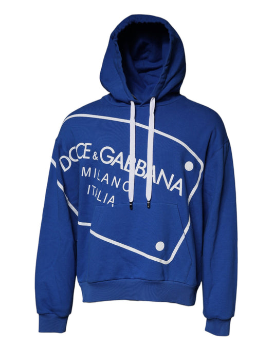 Dolce & Gabbana Blue Logo Print Hooded Sweatshirt Sweater TSH87530-52