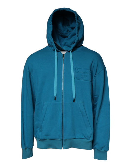 Dolce & Gabbana Blue Logo Cotton Hooded Sweatshirt Sweater TSH87532-54