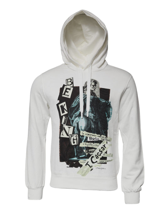 Dolce & Gabbana White Caesar Cotton Hooded Pullover Sweater TSH87566-46