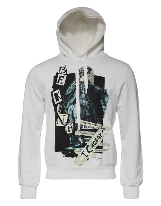 Dolce & Gabbana White Caesar Cotton Hooded Pullover Sweater TSH87568-44