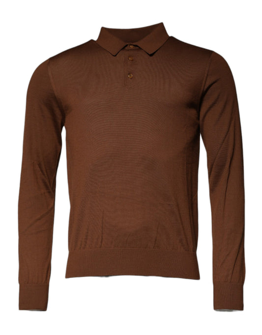 Dolce & Gabbana Brown Cashmere Buttoned Men Pullover Sweater TSH87578-48