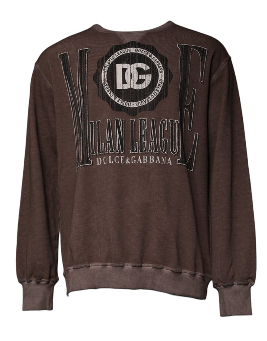 Dolce & Gabbana Brown Logo Print Crew Neck Pullover Sweater TSH87586-48