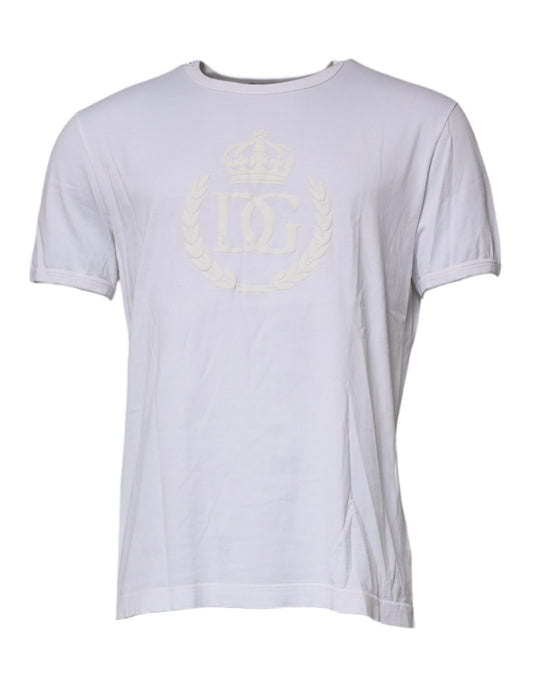 Dolce & Gabbana White Logo Embossed Cotton Crewneck T-shirt TSH28273-52