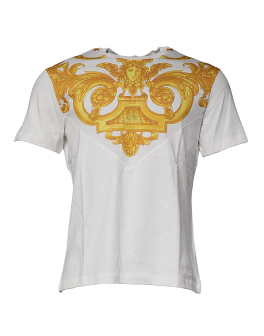 Versace White Medusa Print Cotton Crew Neck T-shirt TSH87195-50