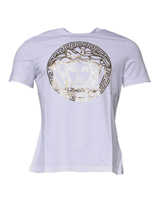 Versace White Medusa Print Cotton Crew Neck T-shirt TSH87197-40