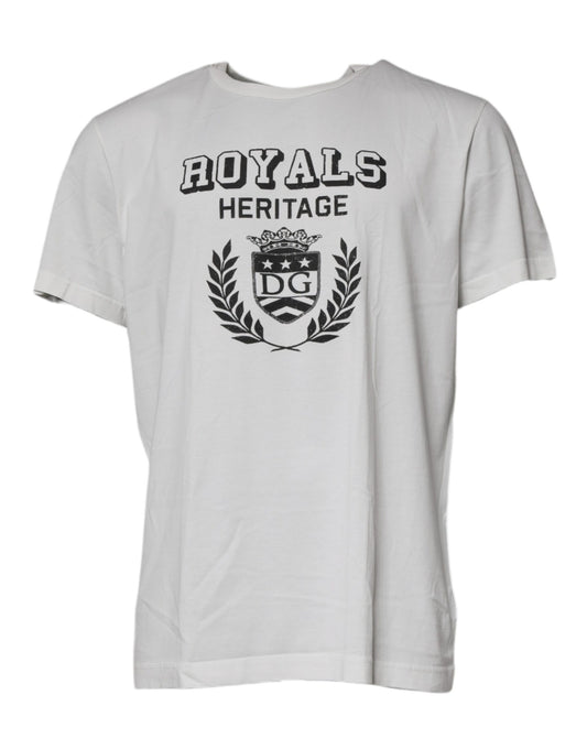 Dolce & Gabbana White Royals Heritage Cotton T-shirt TSH87230-54