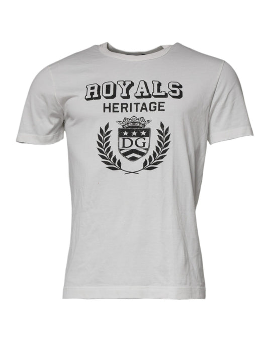 Dolce & Gabbana White Royals Heritage Cotton T-shirt TSH87231-46