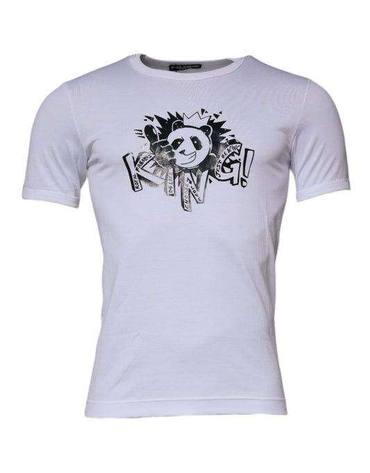 Dolce & Gabbana White Panda King Cotton Crew Neck T-shirt TSH87232-44