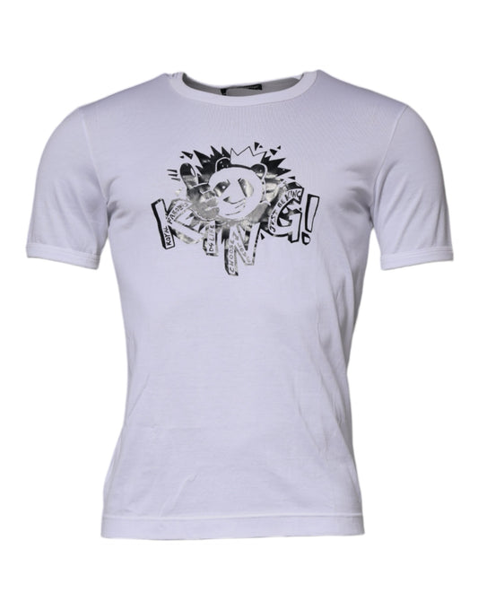 Dolce & Gabbana White Panda King Cotton Crew Neck T-shirt TSH87233-46