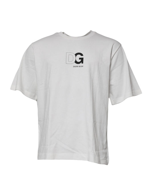 Dolce & Gabbana White DG Logo Crew Neck Short Sleeves T-shirt TSH87257-48