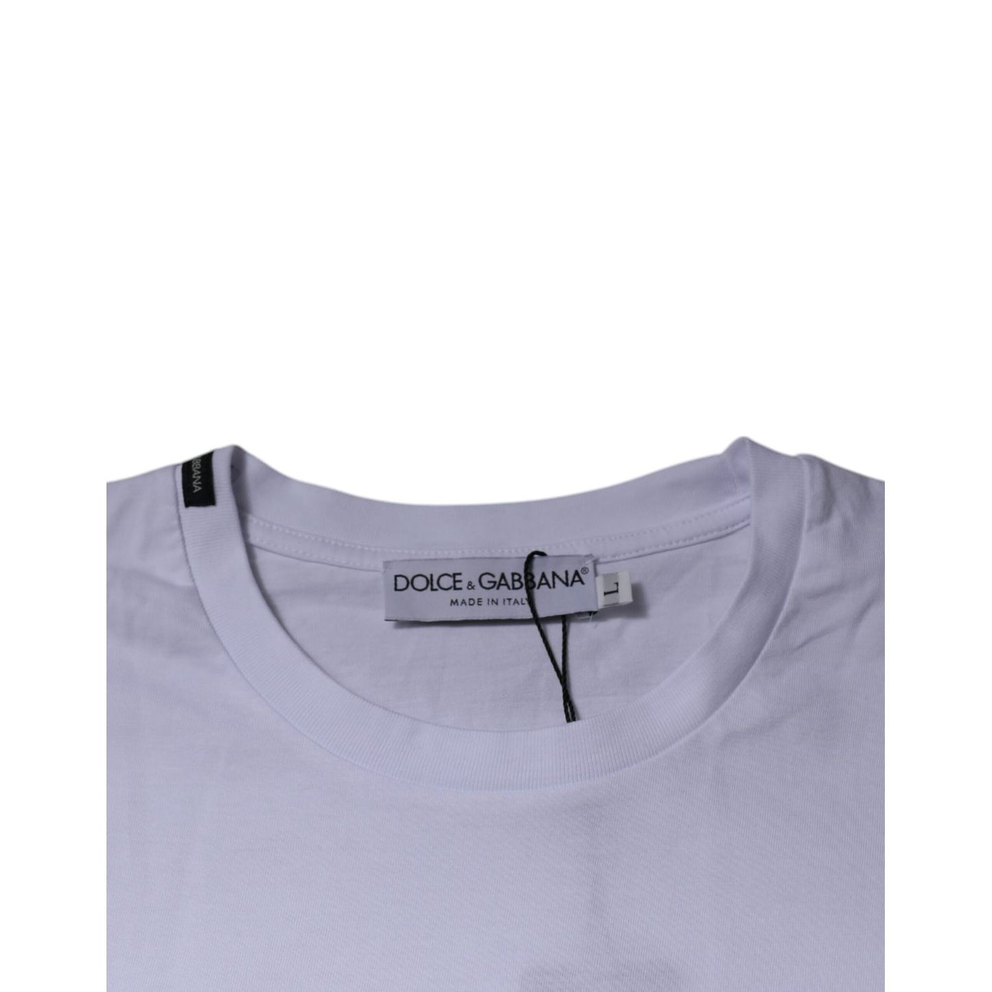 Dolce & Gabbana White Red Leopard Cotton Crew Neck T-shirt