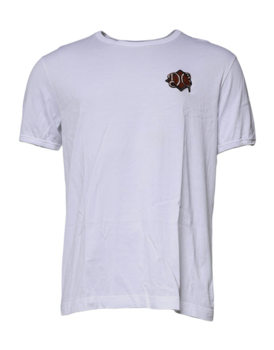 Dolce & Gabbana White DG Embroidery Cotton Crew Neck T-shirt TSH87369-56