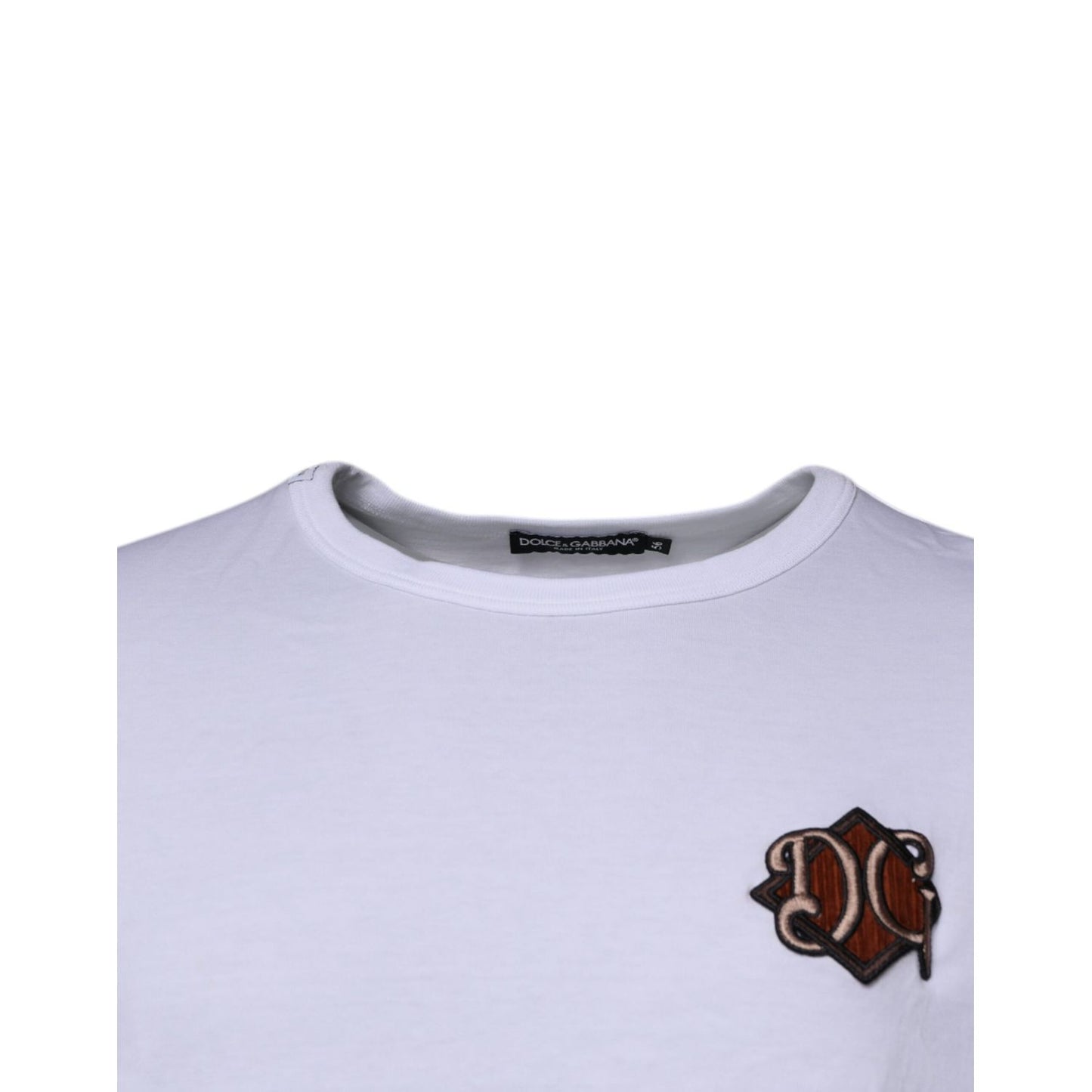 Dolce & Gabbana White DG Embroidery Cotton Crew Neck T-shirt