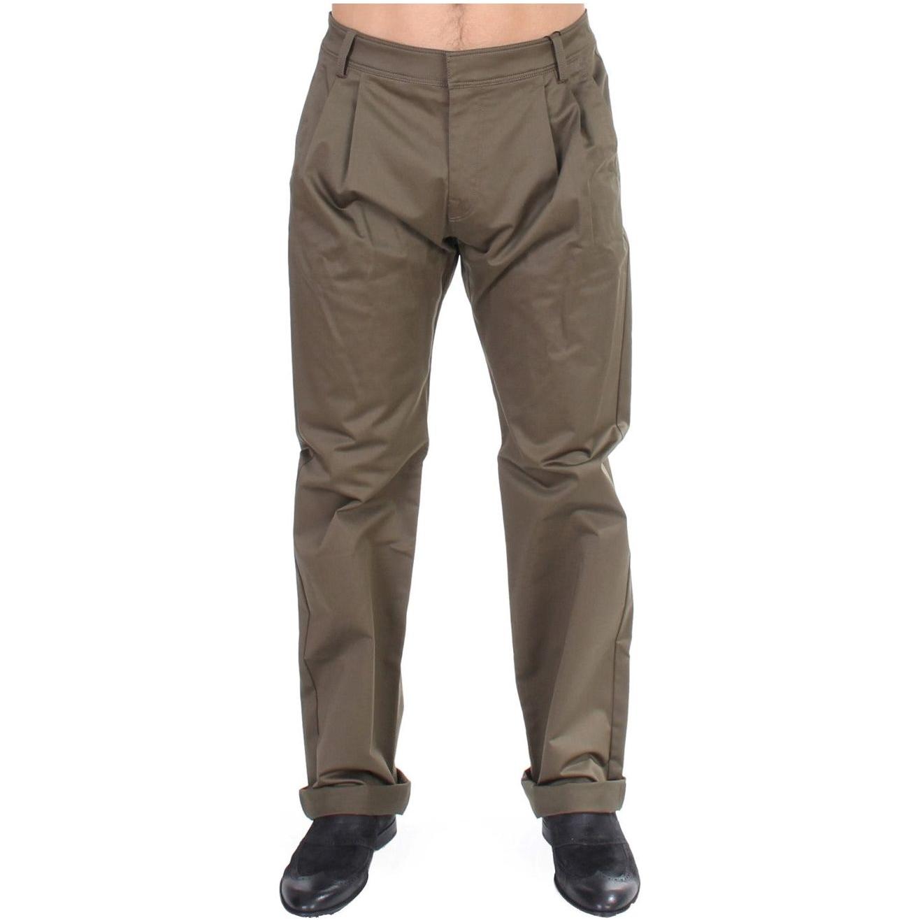 GF Ferre Green Cotton Stretch Comfort Fit Pants SIG11054-1