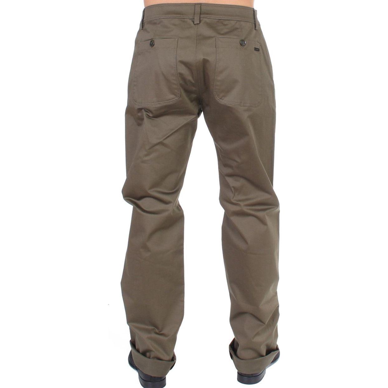 GF Ferre Green Cotton Stretch Comfort Fit Pants SIG11054-1