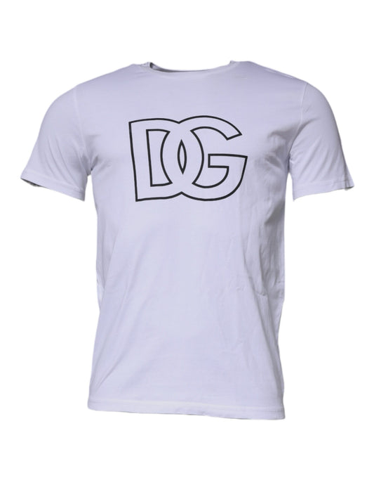 Dolce & Gabbana White DG Logo Cotton Crew Neck T-shirt TSH87375-46